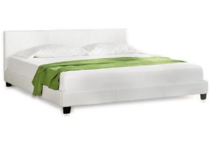 Betten kaufen Corium® Polsterbett "Barcelona" [140 x 200cm][weiss]- mit PU-Leder / Kunstlederbezug / Modern / mit Stecklattenrost /